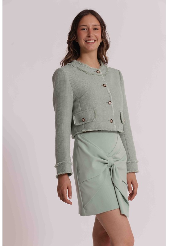 GIACCA IN TWEED CON BOTTONI...