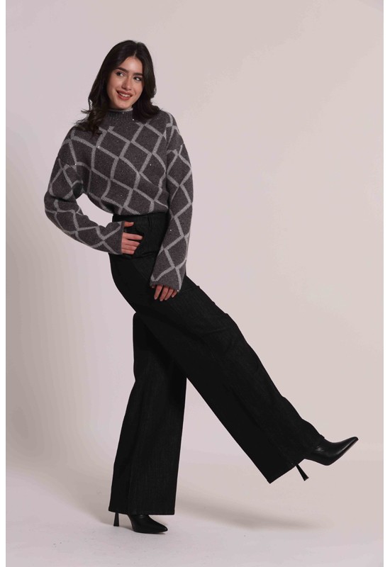 JEANS A PALAZZO CON TASCHE...