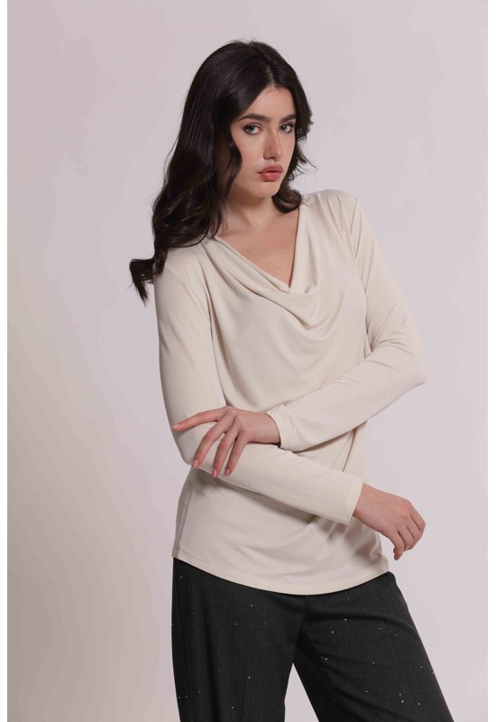 BLUSA SCOLLO DRAPPEGGIATO...