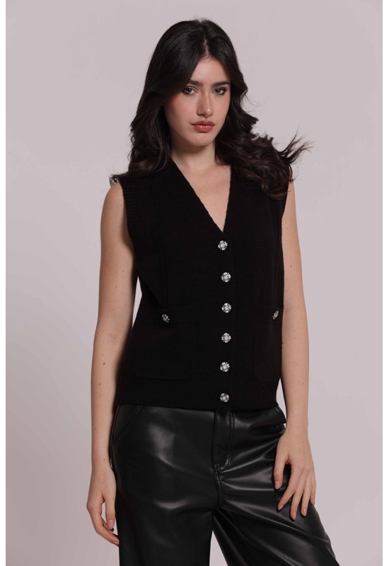 MAGLIA GILET CON BOTTONI...