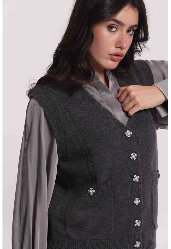MAGLIA GILET CON BOTTONI...